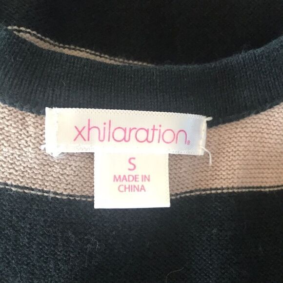 Xhilaration, Woman's Tank Tunic, Striped Black & Taupe, Small - Picture 7 of 9